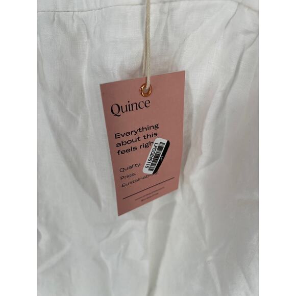 QUINCE White 100% European Linen Trapeze Midi Dress NWT Size Small - Picture 10 of 10